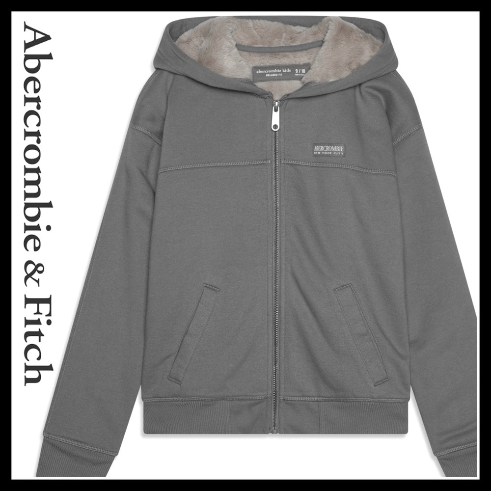 Abercrombie & Fitch Kids Full-Zip Faux Fur Lined Insulated Hoodie Size 13/14